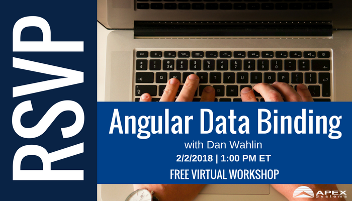 ApexSystems's tweet image. Join us this Friday as industry expert @DanWahlin talks #AngularDataBinding in our free Toolbox Talk at 1 PM ET. RSVP here-hubs.ly/H09QxGW0! #Angular #Freewebinar #DataBinding