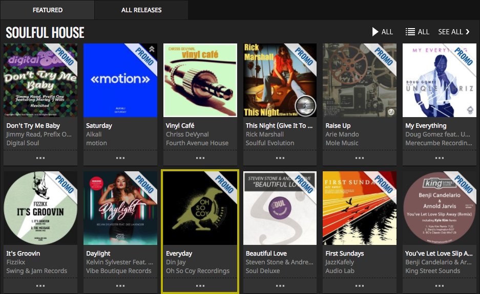 Much love to <a href="/traxsource/">Traxsource</a> for featuring Din Jay's new Everyday EP on the Soulful House front-page.  Great trio of tunes featuring solid deep house remixes from yours truly, and <a href="/WillowMandj/">WillowMan</a>!  Out now on Oh So Coy!

traxsource.com/title/920142/e…