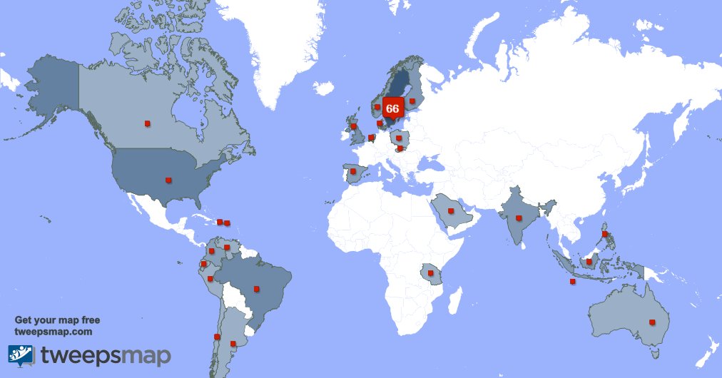 filipparoosvall's tweet photo. My followers live in Sweden (65%), USA(6%)... Get your map: https://t.co/W6VtRII3w2 https://t.co/BLAJjxnSsi