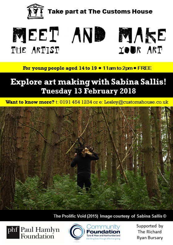 YInterpreters's tweet image. Looking for something creative to do this half term? Aged 14-19? Meet and Make art with artist Sabina Sallis! Freee @thecustomshouse Tuesday 13 Feb 11-2 bit.ly/2Elz1J8 @drawingNE