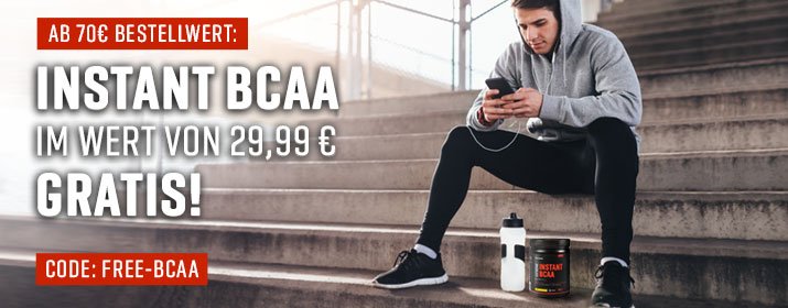Wer im Body Attack Onlineshop für mindestens 70€ bestellt und den Gutscheincode "FREE-BCAA" eingibt, erhält 500g unseres Extreme Instant BCAA im Wert von 29,99€ GRATIS dazu – Gilt einmalig pro Person und Bestellung bis 31.01.2018 um 23:59 Uhr im Body Attack-Onlineshop.