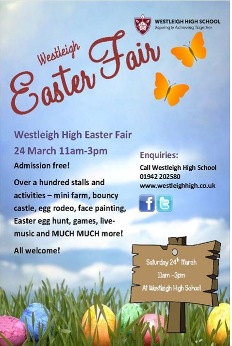 TheWestleighSch's tweet image. Please RT this and support our Easter Fair ... it's a community event and we look forward to a busy afternoon of bunny hopping fun!😀📣😍🐰