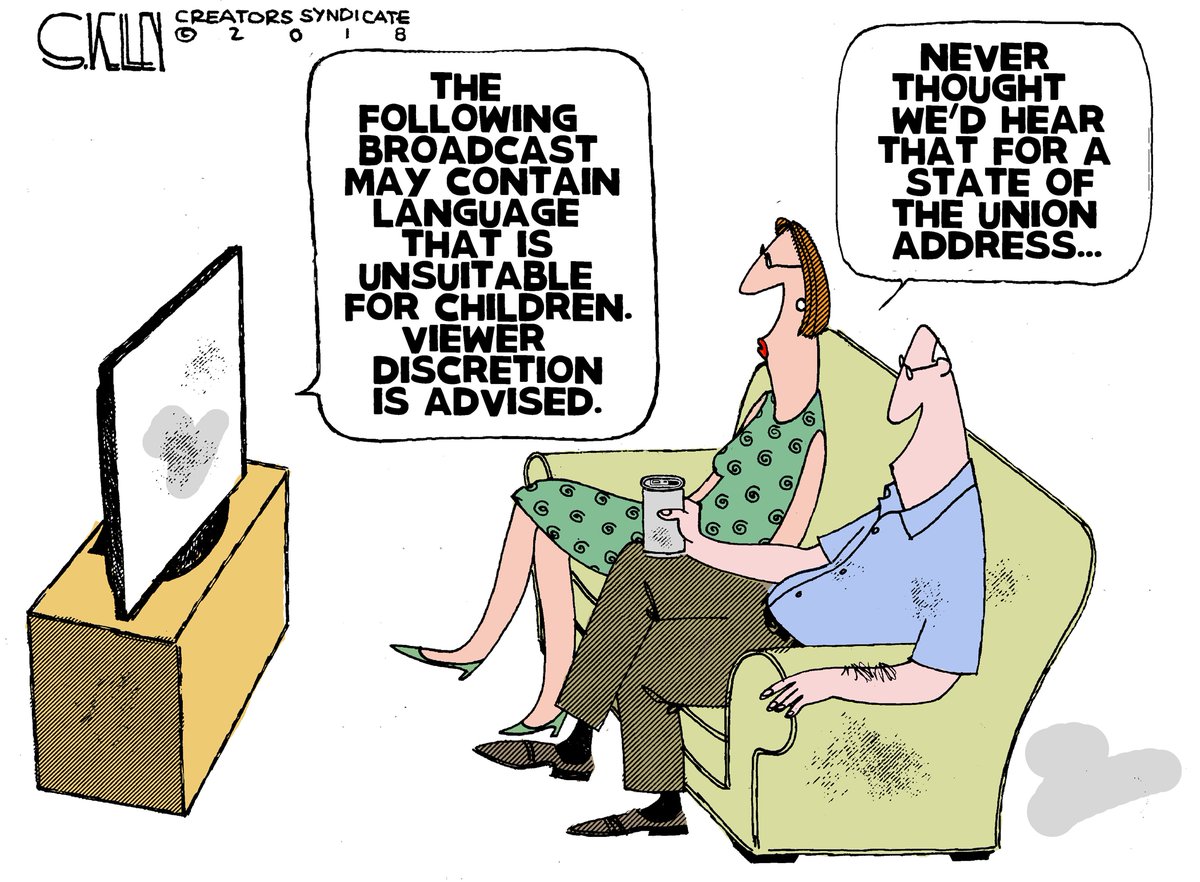 GoComicsConserv's tweet image. Today's political #cartoon by Steve Kelley: gocomics.com/stevekelley/20… #Trump #StateOfTheUnion