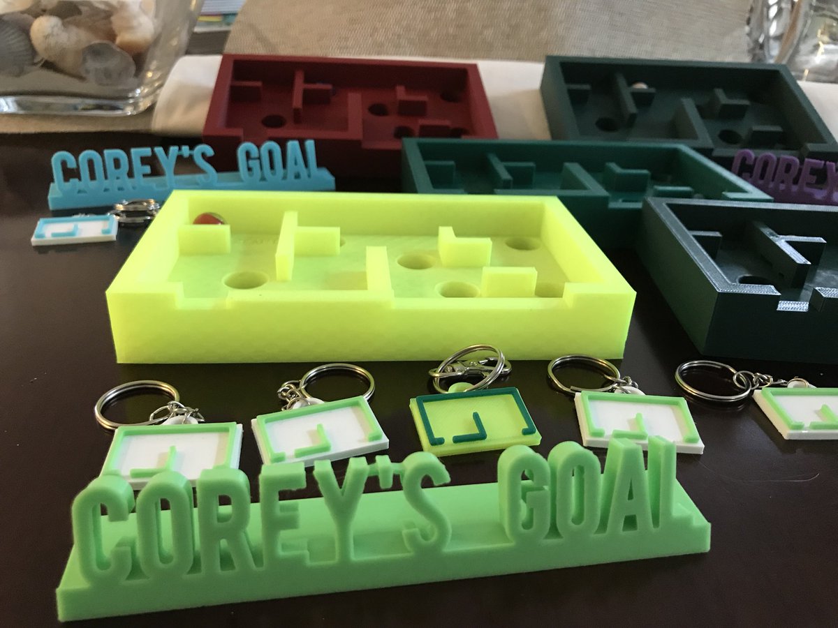 coreysgoal's tweet photo. Thank you @3DPGirl and @MatterHackers for your generous filament donation to @coreysgoal. Josh is running the @josefprusa MK2 constantly, printing items for next Sunday’s fundraiser. https://t.co/3S0t7orP96 https://t.co/euK55LEXmW