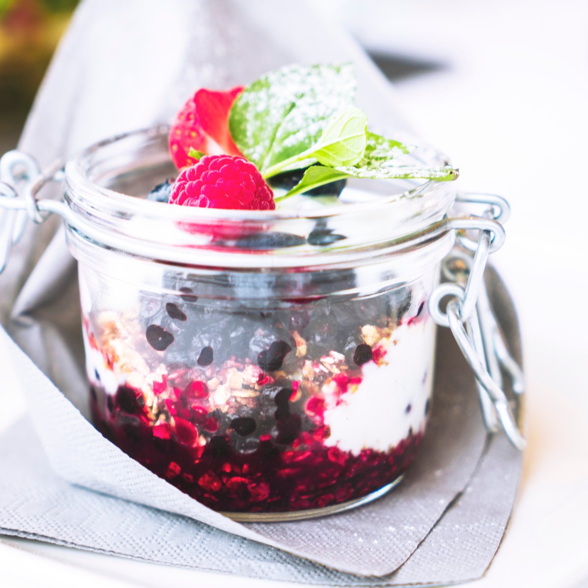 Beat those Monday blues with an easy grab n go, prepare the night before treat. Just layer some mashed berries(or jam), granola, whipped cottage cheese and berries. Voila! Thank us later 😉 #JJHappyLiving #JJ #CottageCheese #MondayMotivation