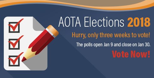 AOTAInc's tweet photo. If you haven't voted yet in #AOTAvotes you have 24 hours before the polls close. Vote right now and choose the future leaders of your profession! https://t.co/SjDJqVzsJL https://t.co/UDqpI7VKo4