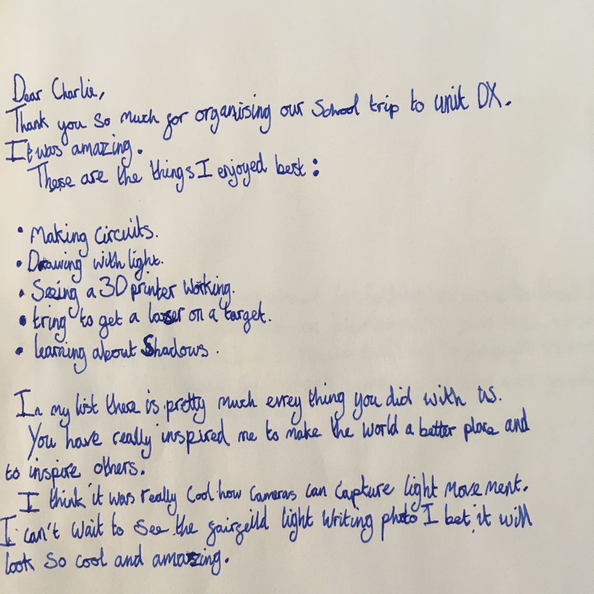 We were delighted to receive letters this morning from <a href="/fairfieldpneu/">Fairfield School</a> students who attended our schools event last week. This was one of our favourites. #prettymucheverything