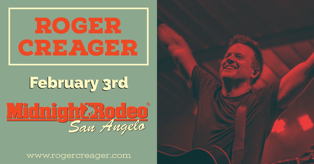 rogercreager's tweet photo. San Angelo! See y’all THIS Saturday! RT if you’re coming. https://t.co/ZJQThYf8Pu
