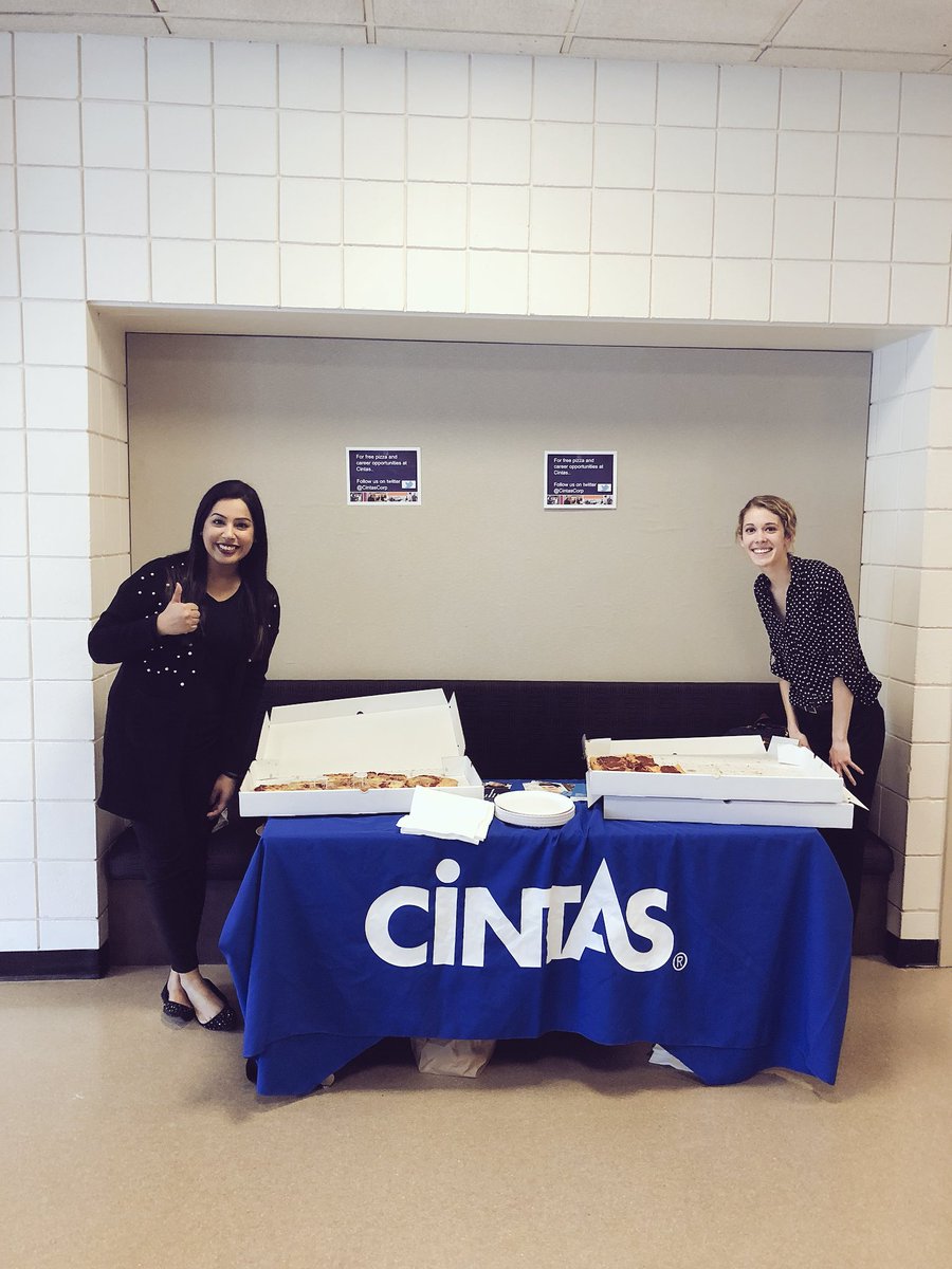 Stop by the 2nd floor at Lindner today to find out more about careers at <a href="/CintasCorp/">Cintas Corporation</a> and get some free pizza 🍕(all you have to do is follow them on social media). They’ll be here until 1pm! (can’t make it? - don’t worry they’ll be here during the career fair)