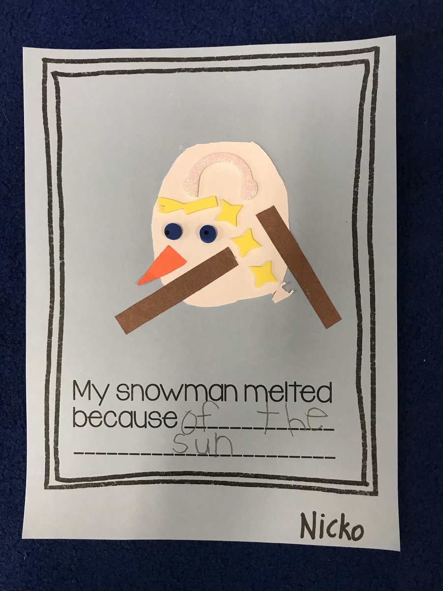 Dalkeith_KDG's tweet photo. #KDGART « My snowman melted because... » Kindergarten brainstormed ways a snowman ⛄️ can melt! https://t.co/l6KheVXu0p