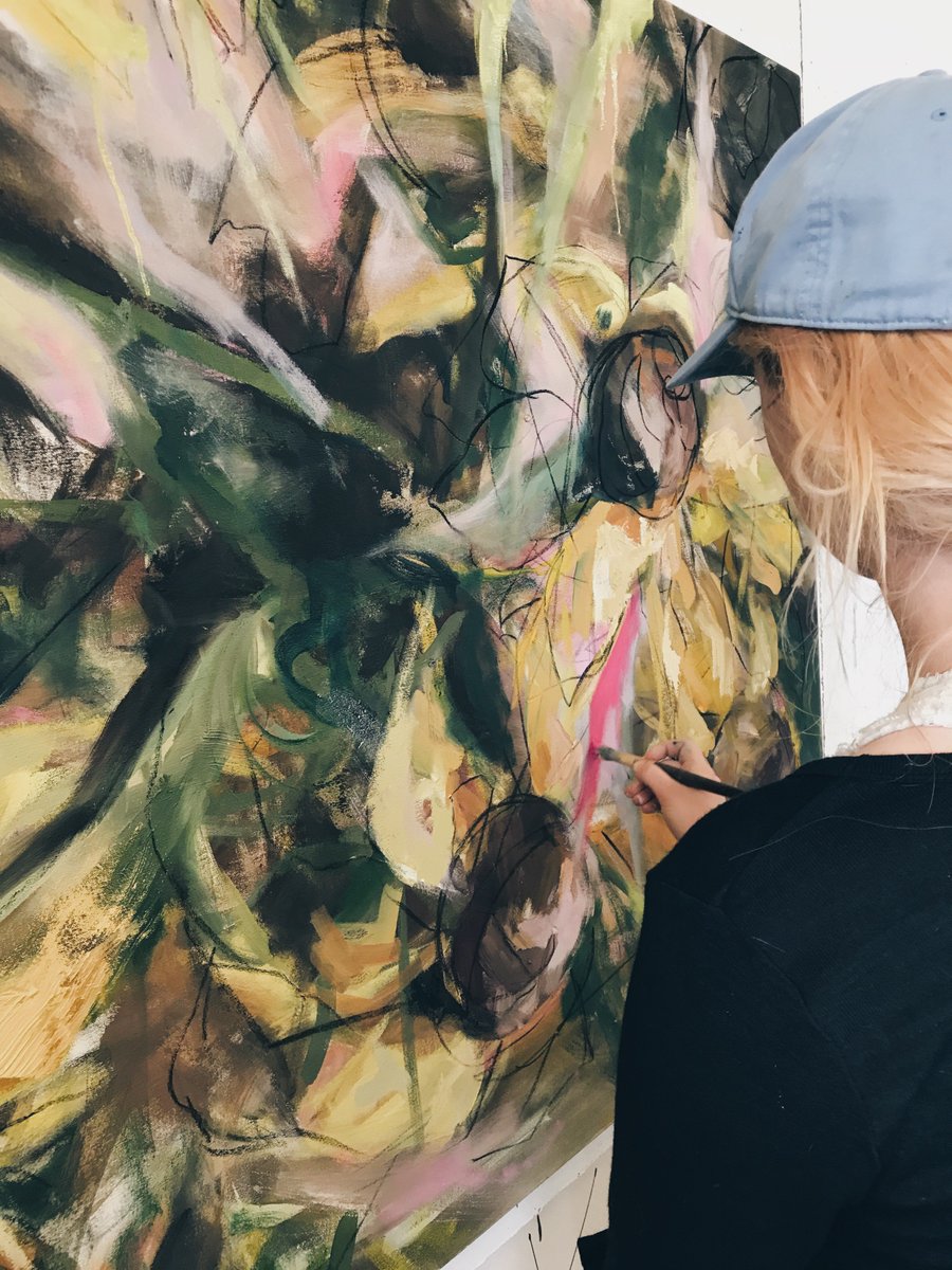 KStateArtDept's tweet photo. Advanced painting students working on pieces for their BFA shows at the end of the semester. #KState #artdept #art #paint #painting #studioart #Chapmangallery #ART650 https://t.co/CLVhHv77ko