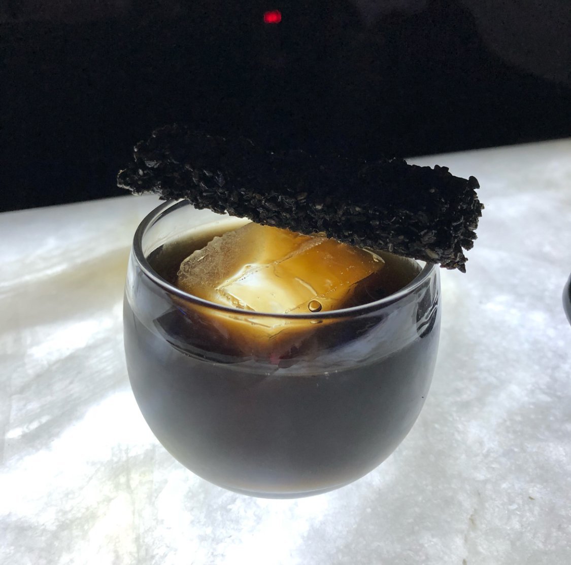 nocturnebar's tweet photo. Strange Weather: Bourbon, Black Sesame, Black Walnut Bitters. One of our 30 cocktails. Open tomorrow, see reservations: https://t.co/pbotGQ4ObW. https://t.co/JxA8HgoLxv