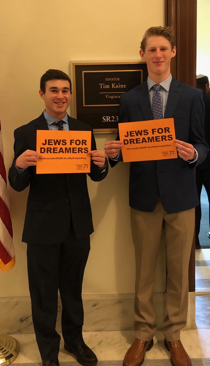Thanks to <a href="/timkaine/">Tim Kaine</a> for meeting with us today! I’m here with <a href="/TheRAC/">Religious Action Center of Reform Judaism</a> and 300+ other #RACLTaken teens to declare: Dreamers are our classmates &amp; friends! #DreamActNow #LetMyPeopleStay