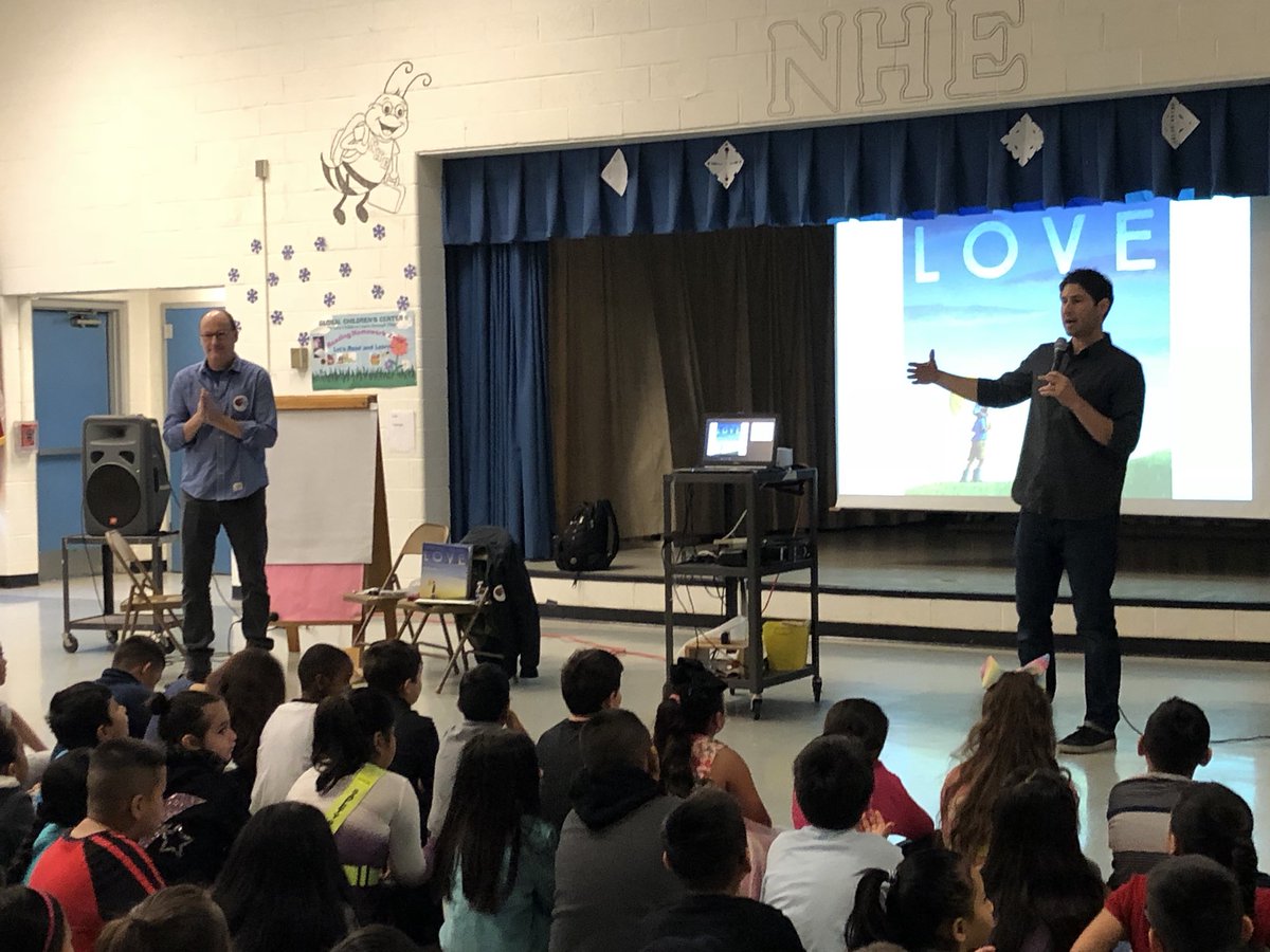 emberger1's tweet photo. So much gratitude for our magical morning with @AOBFound @lorenlong and @mattdelapena. Thank you for your commitment to creativity, diversity, and literacy. Our students couldn’t be happier. #ThisIsLove @NHEMediaCenter @ThomasNRyan @MCPS @MrVicSantiago @KathieLibrarian https://t.co/nu8o1uPP5G