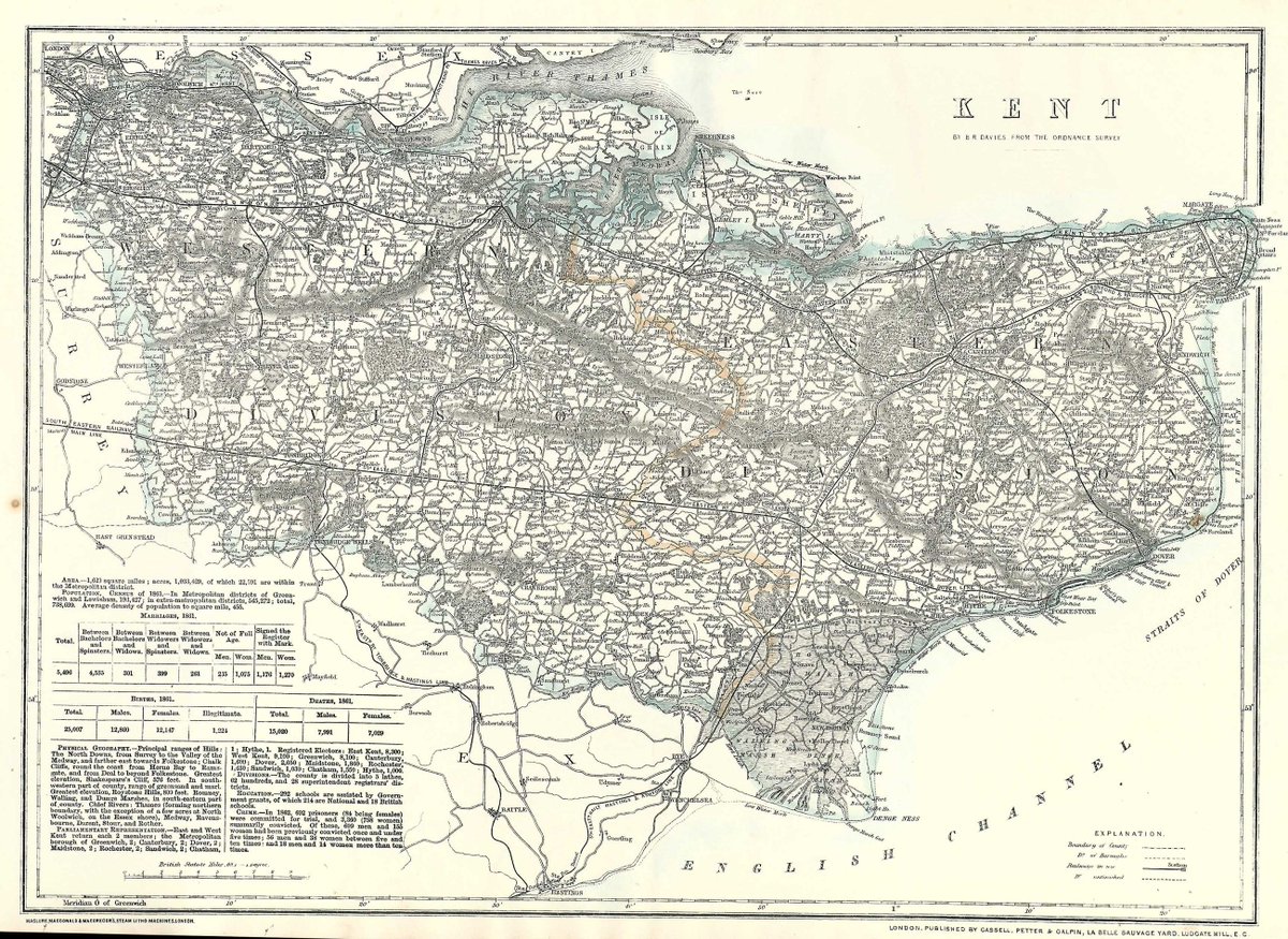 antiquemapsuk's tweet photo. https://t.co/FBPEfqAr0d #Kent #antiquemaps from Frontispiece Ltd of #CanaryWharf published 1864 includes 1861 #Census statistics. #History #ancestry #genealogy #familyhistory #familytree #geography #cartography #heritage #mapping #births #marriages #deaths #countymaps #family https://t.co/I9mD9Hx9Yn
