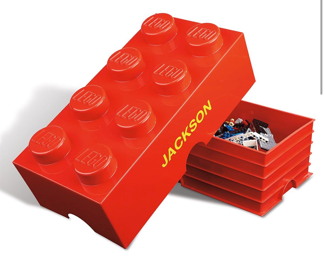 Contain the clutter! An oversized lego brick storage box almost makes cleaning up the endless teeny bricks fun. If you’re brick collection is massive, stack up a few of these. Just little the little ones, they are stackable. #legolover #legos #bricks #hotgifts #hottoy