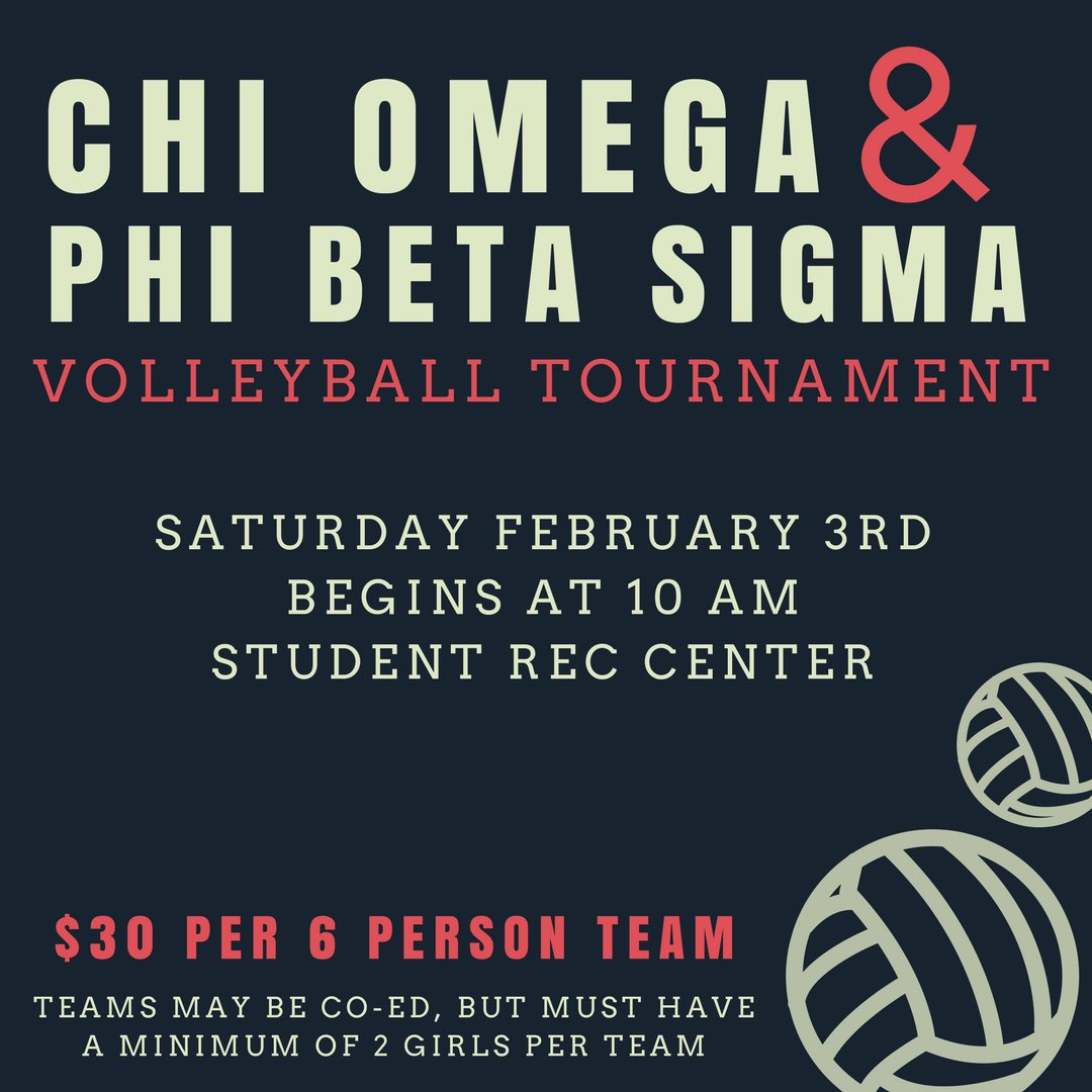 UTMChiOmega's tweet photo. Join us this Saturday at the Student Rec Center for volleyball! 🏐 All proceeds benefit the Carl Perkins Civic Center and the Weakly County Backpack Program 🎒💛 See any Chi Omega or Phi Beta Sigma to register! https://t.co/STQWH1Gv6P