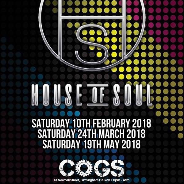 Saturday 10th February.. House of Soul <a href="/cogs_bar/">Cogs Bar</a> 8 dj's across 3 floors.. Tickets are £7 or £10 on the door.. A night not to be missed!! #houseofsoul #birmingham #cogsbar