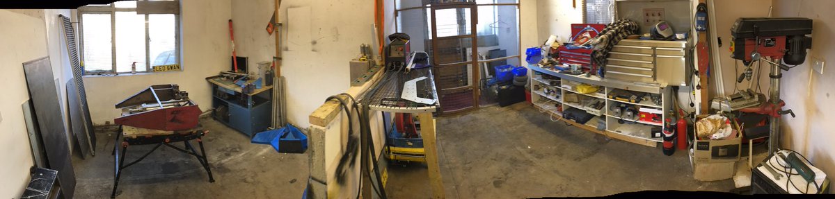 TeamStek's tweet photo. Quick panorama of the half tidy workshop. https://t.co/udoxbSctjE