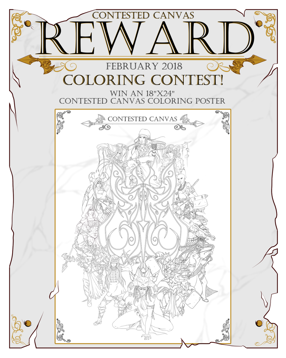 ContestedCanvas's tweet image. 📜 A REWARD POSTER has been spotted!

⚔️ Battle your way to an exclusive @ContestedCanvas 18"x24" Coloring Poster! Ends 2/28!

To Enter:
⚔️ Follow @ContestedCanvas
🏹 RT this Post
🗡️ Color Your #ContestedCanvas Page
🛡️Post &amp;amp; Tag @ContestedCanvas 

⤵️More info below