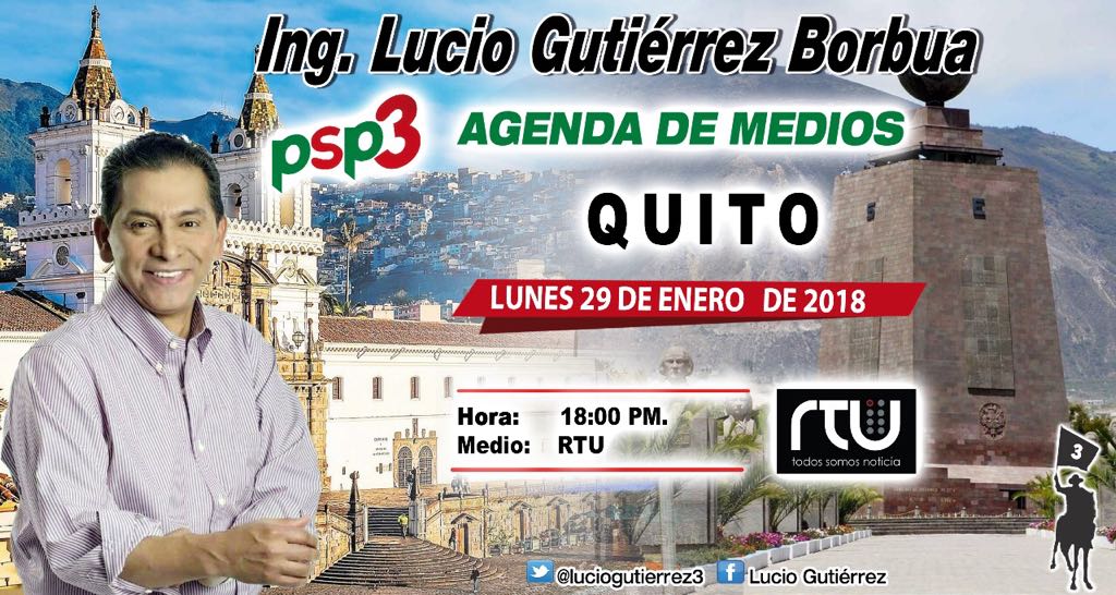 LucioGutierrez3's tweet photo. En RTU a partir de las 18 h, argumentando el SI en la consulta y responsabilizando a R Correa d impulsar la industria Narco en Ecuador https://t.co/umVdWWguuC
