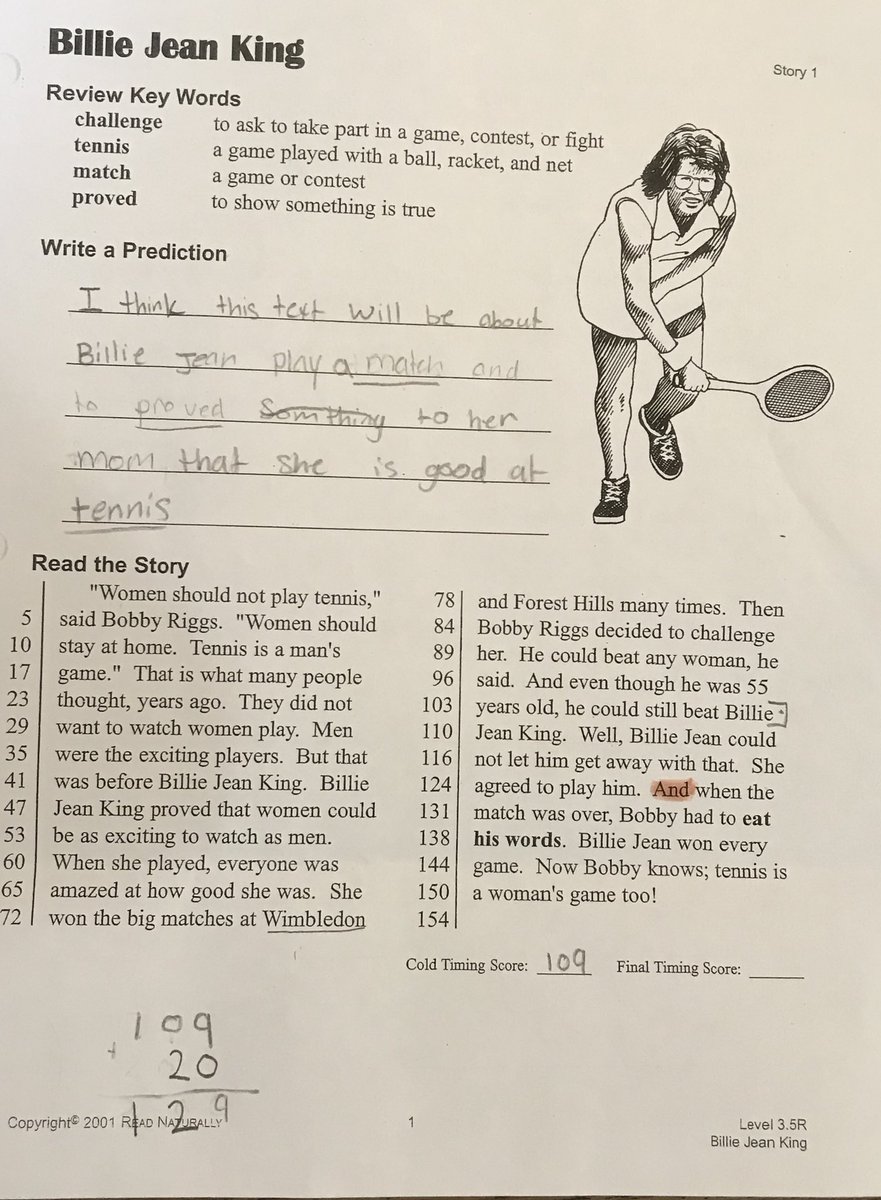 mrskuiperNHMS's tweet photo. Students did a great job on the Read Naturally cold reads! After lots of fluent reading practice, students will do their hot reads and add them to their bar graphs in red. #growth #ReadNaturally @KarisProf #ED500KLK3 https://t.co/9MofMI9ITk