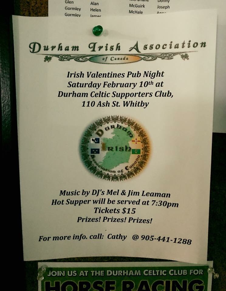 Our friends at the Durham Irish association are hosting an Irish valentines night ! Will be a great night , make sure you get your tickets ! 🍀🇮🇪🍀