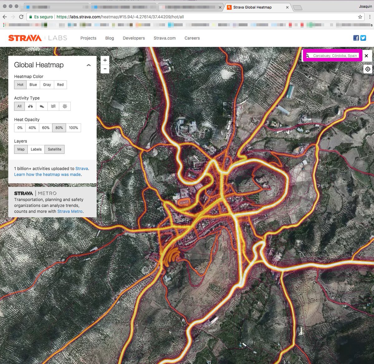 kenybuey's tweet photo. Echo de menos a #asituna porque hoy hablaría de Carcabuey Strava Heatmap y sus curiosidades! https://t.co/Rapy1XKsew