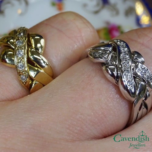 CavendishYork's tweet photo. Pick of the week... Puzzle Rings! These intriguing rings are crafted from multiple intertwining bands, and set with diamonds for that touch of luxury. Shop here: https://t.co/VpjLXfEz5P, and here: https://t.co/VpjLXfEz5P #puzzlerings #turkishring https://t.co/i9dHM5ahVL