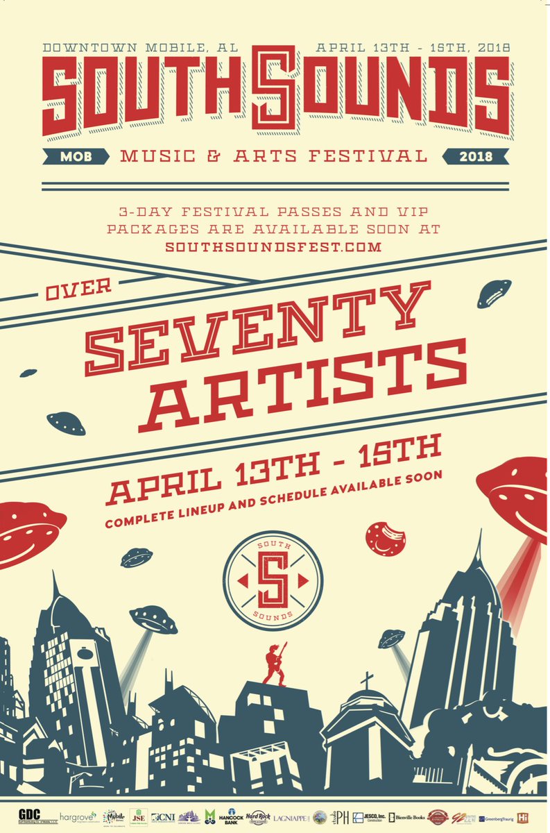 Forget the British invasion, there is a Southern music invasion coming right here to Mobile! Be on the lookout for the SouthSounds 2018 lineup and schedule coming soon! #southsounds2018