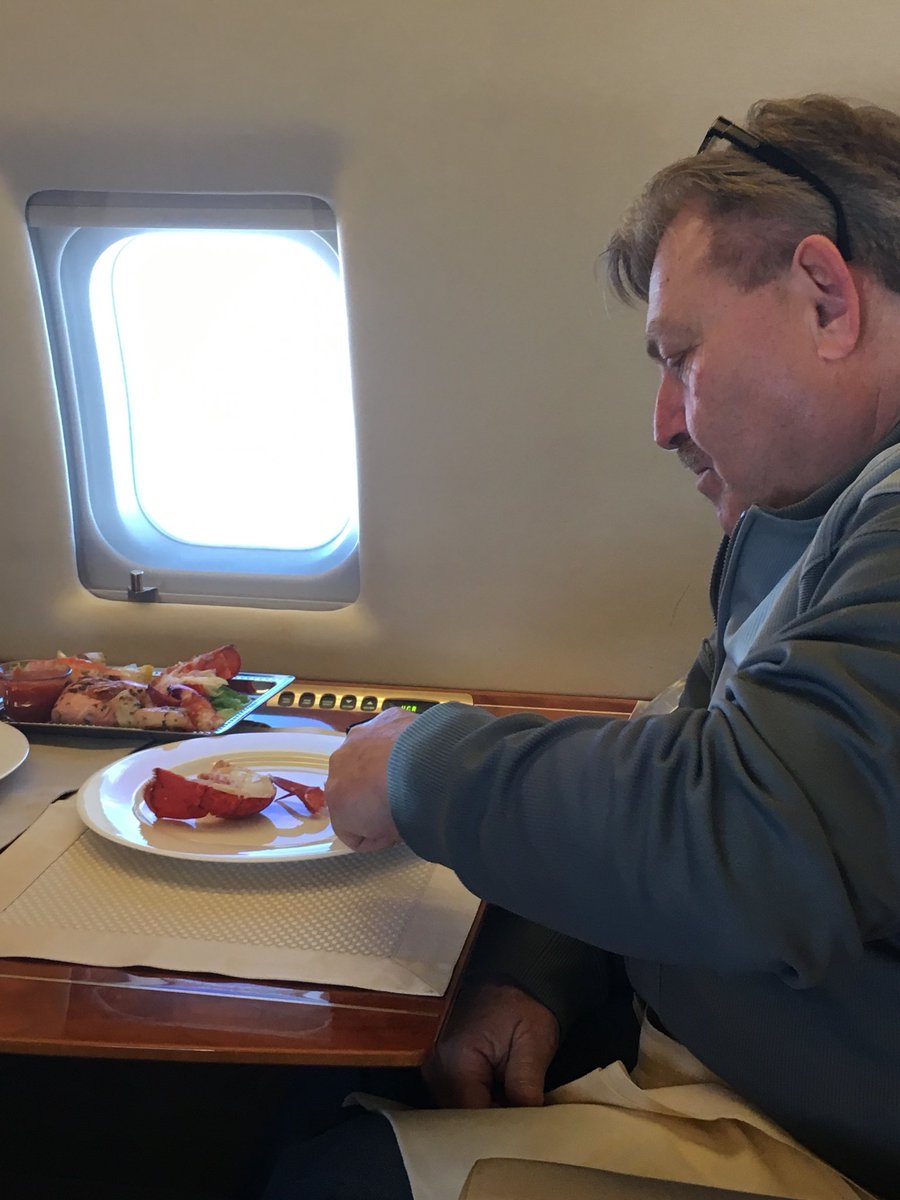 GerryCallahan's tweet photo. Big O devouring his third lobster tail. He’s eating just to annoying you  now @kirkmin https://t.co/Km4zlxoPVR