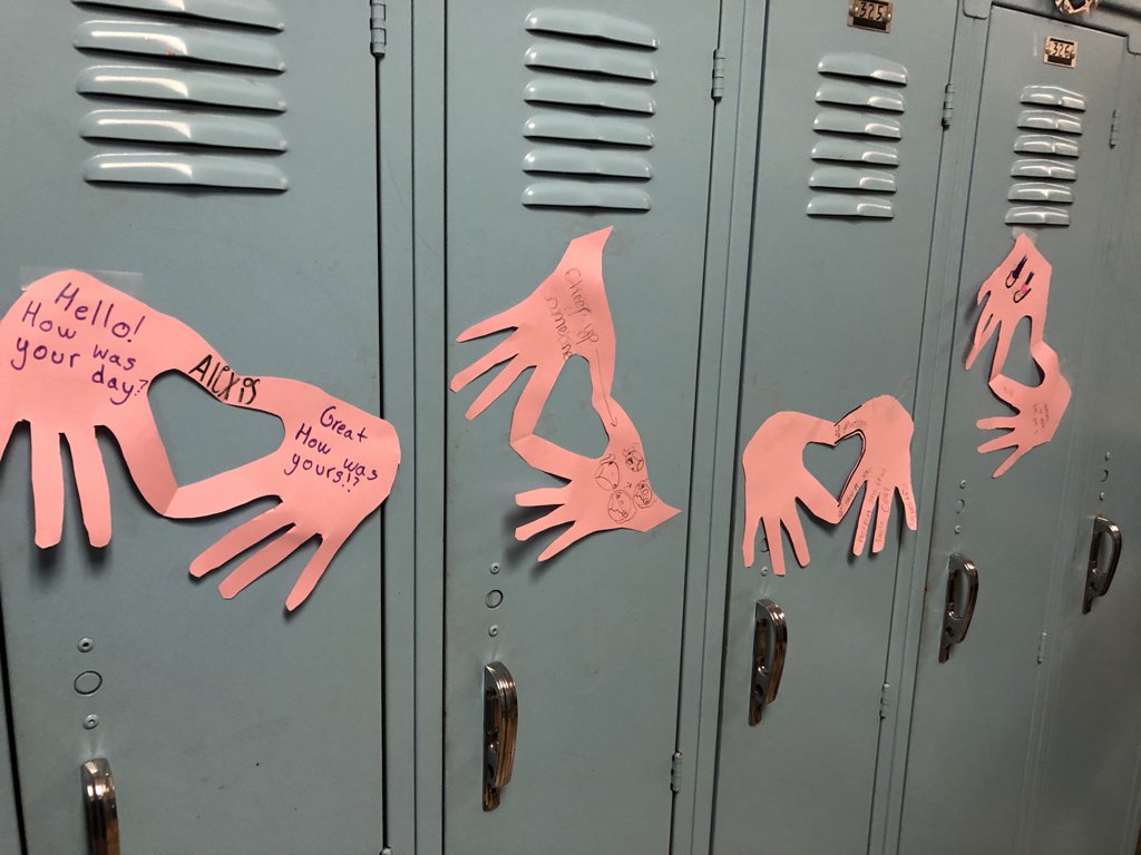 GamboaFifth's tweet photo. Today’s BFF lesson…be kind. We put reminders on our lockers for the month of February! #weare44 #Madsion44 https://t.co/iWCULCV63X