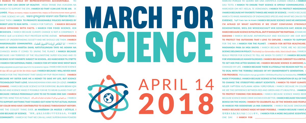 MarchForScience's tweet image. Mark your calendars! 

April 14TH, SCIENCE MARCHES ON. 

Join us at this year’s #MarchforScience! For more information, visit marchforscience.com/2018