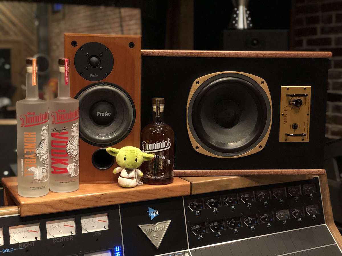 MusicArtsStudio's tweet photo. Huge thanks to @olddominick for providing us with the #CreativeJuices. #yoda approved. 
#purememphis #studio #audio #drinkmemphis #recording #mixing #api #manley #proac #goodpeoplemakegoodthings #ilovememphis #choose901 #music #vodka #whiskey #listen https://t.co/VJR9KM0J3Y
