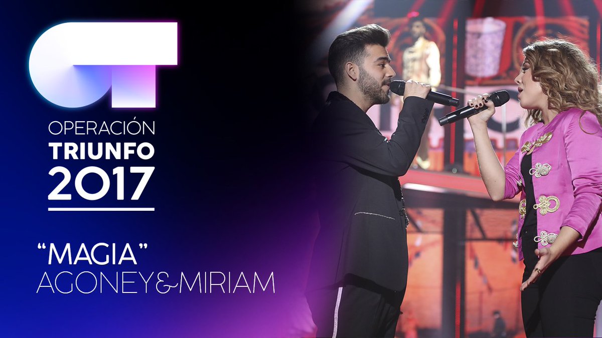 😎  Ya tienes en nuestro 🔴CANAL 24H🔴 “Magia” cantada por <a href="/Agoney_ot2017/">𝐒🖤</a> y Miriam aquí 👉 youtu.be/FcVqPtzY4Y4 #EurovisiónOT