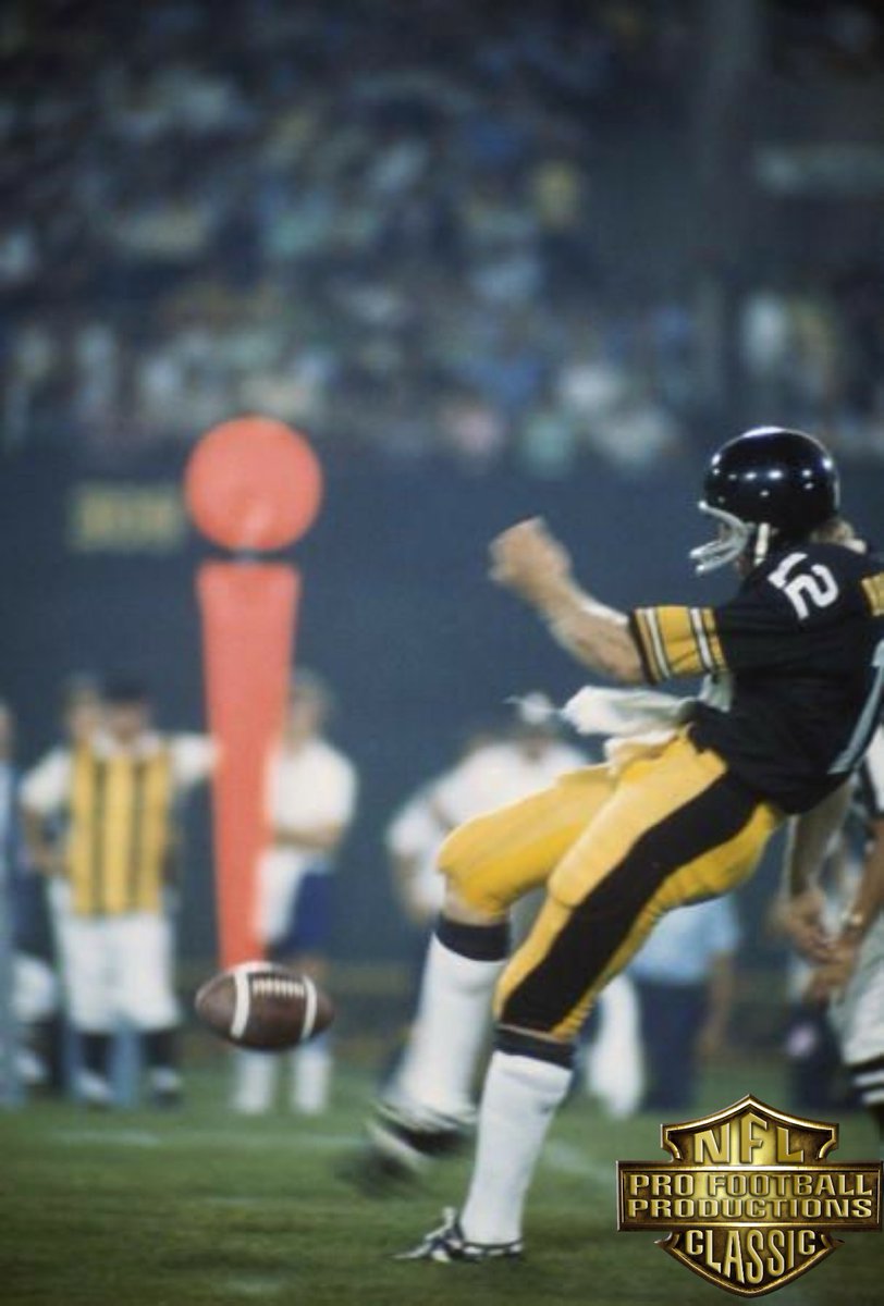 NFLclassic's tweet photo. #NFLclassic presents a rare inside look on Pittsburgh Steelers QB #12 Terry Bradshaw punting the football #NFLvault https://t.co/dZJLhVg11O