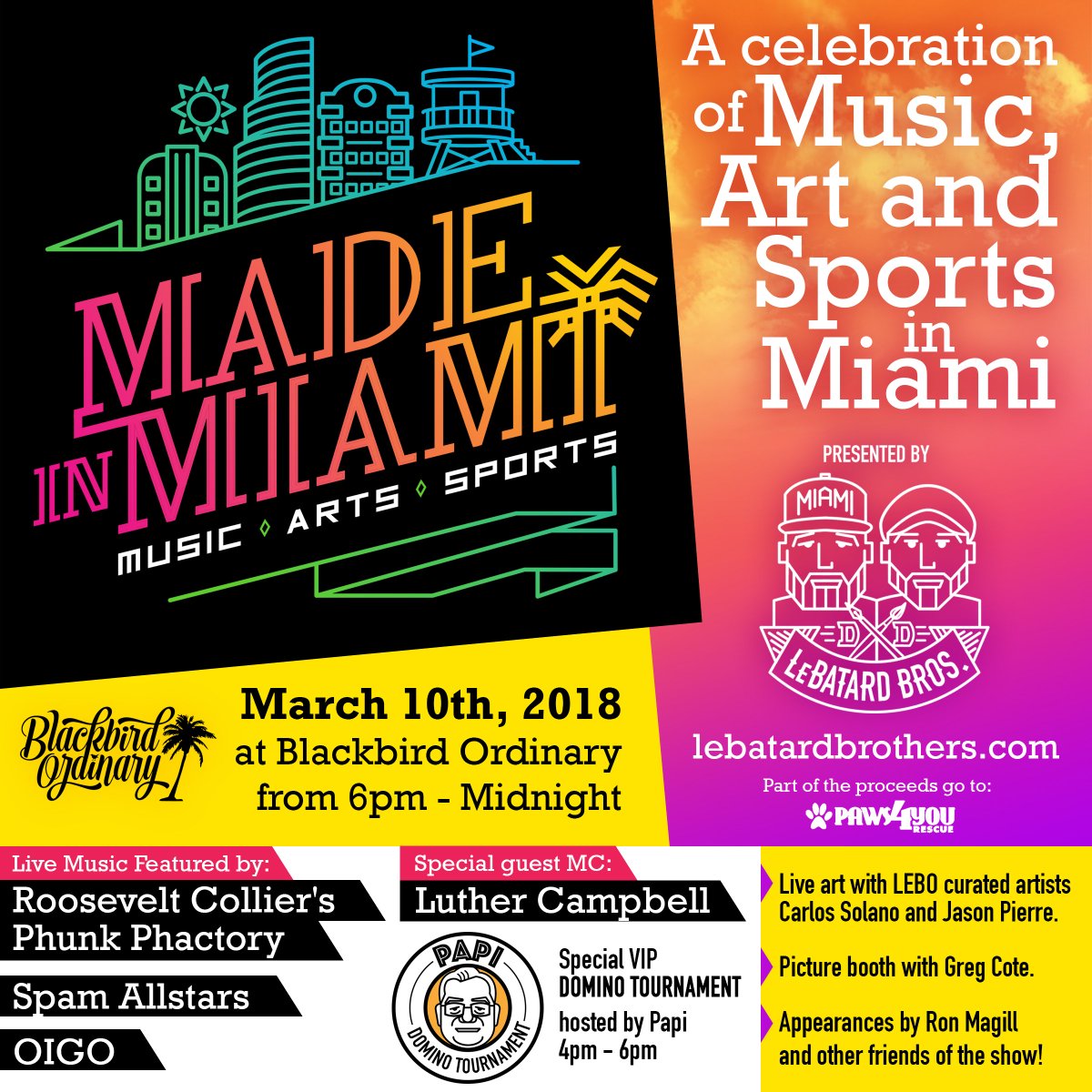 Eric Garcia (@unclescotchy) on Twitter photo Can't wait for the first Made In Miami events at <a href="/BlackbirdO/">Blackbird Ordinary</a> put on by <a href="/LeBatardShow/">Dan Le Batard Show with Stugotz</a> <a href="/LeboArt/">LEBO</a> and featuring some of the best Miami offers w <a href="/RooseveltTheDr/">Roosevelt Collier</a> <a href="/SpamAllstars/">Spam Allstars</a> <a href="/oigomusic/">That Guy Over There</a> with live art and special guests too! Can't wait for the first Made In Miami events at <a href="/BlackbirdO/">Blackbird Ordinary</a> put on by <a href="/LeBatardShow/">Dan Le Batard Show with Stugotz</a> <a href="/LeboArt/">LEBO</a> and featuring some of the best Miami offers w <a href="/RooseveltTheDr/">Roosevelt Collier</a> <a href="/SpamAllstars/">Spam Allstars</a> <a href="/oigomusic/">That Guy Over There</a> with live art and special guests too!