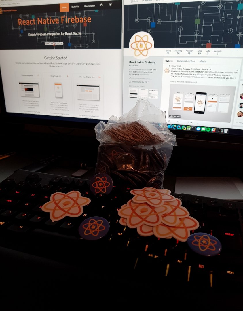 rnfirebase's tweet image. What do I do with all these #RNFirebase stickers &amp;amp; badges? 🤔

#firebase #ReactNative #android #ios