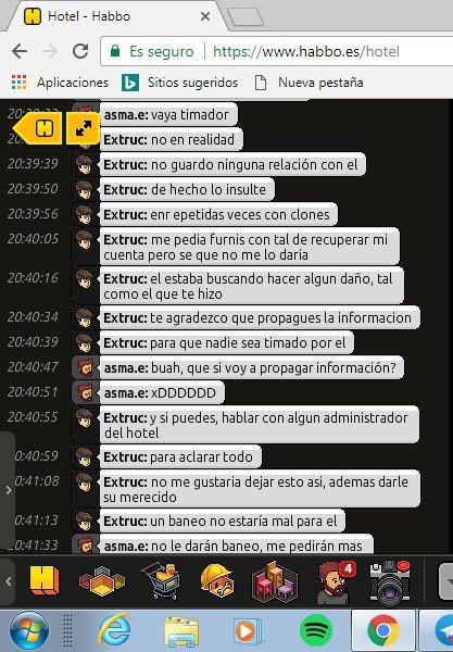 asmaeHabbo's tweet photo. Esto está en contra de la manera de Habbo Helfen 😕 Vale, vale tiempo muerto. Creo que el baneo que te dieron en habbo fué justa. Tengo mas pruebas tuyas del motivo del baneo pero lo iremos dejando por aqui por ahora, creo que es suficiente. Un saludo. ¡¡Maxima difusion!! https://t.co/ZS68wwuBxR