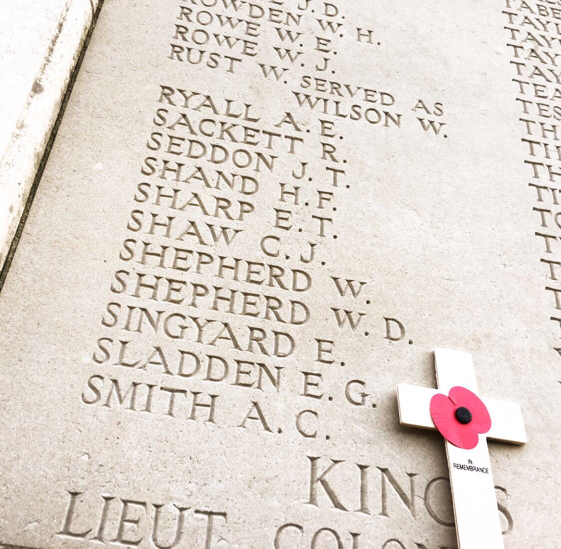 Catherine Chipperfield placed a cross by the memorial to her Great Great Great Uncle Edward Sladden @Marist_Sport