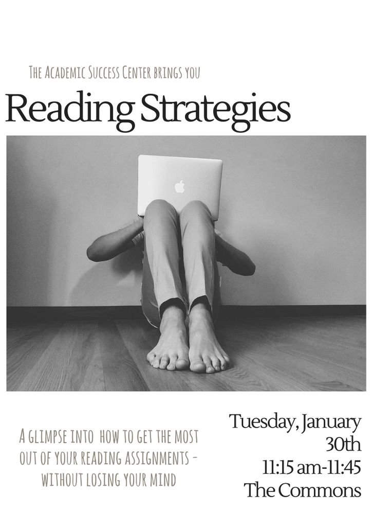 Stop by the Commons tomorrow from 11:15-11:45 am for some quick tips on making reading assignments go by more quickly! #smarternotharder