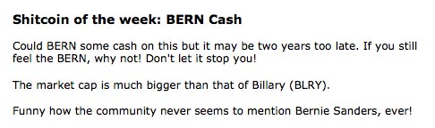 This week's #shitcoin: BERN CASH #bern #feelthebern #Crypto #cryptocurrency #berncash
