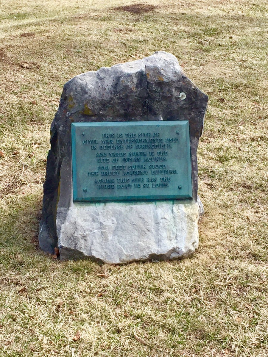 XDouble_007's tweet photo. This 1927 marker also suggests that a road connecting to St. Louis cut through campus. This was also found to be an error, as old Springfield maps show a road actually connecting to Jefferson City! #DUHistory https://t.co/DxypYkwwnH
