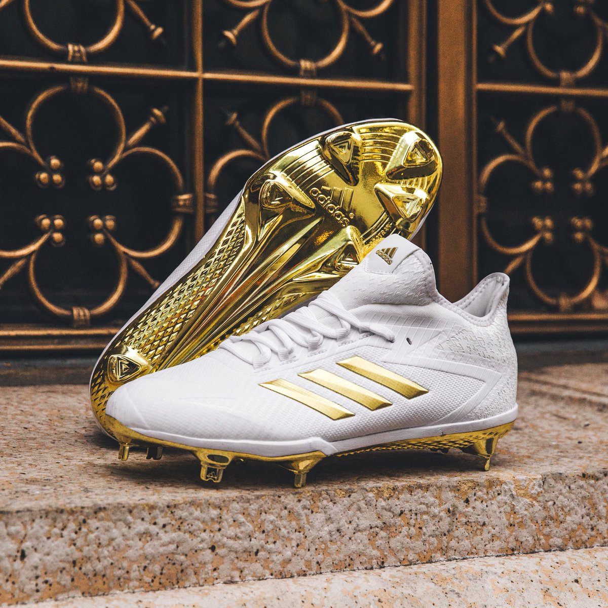 gold adidas baseball cleats