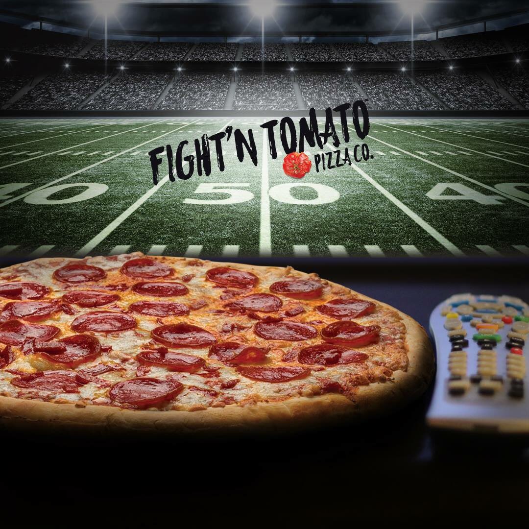 FightnTomato's tweet photo. The Big Game’s coming up on Sunday. What are you looking forward to most: the game, the food or the commercials? #pizza #football https://t.co/sToD7m0yT8