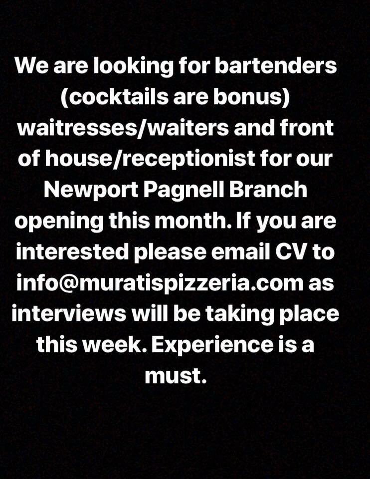 Muratis12's tweet photo. Fancy working in a family business? Give us a shout. #pizza maybe on the staff menu #MiltonKeynes #newportpagnell @NewportPagnell @MKFOODMAG https://t.co/R4j1XBESp4