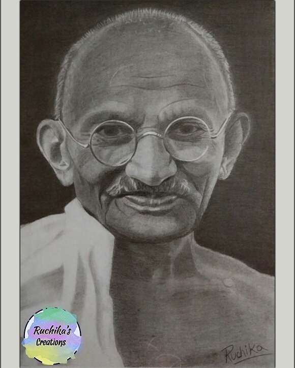 Ink drawing of Mahatma Gandhi | Mahatma gandhi, Gandhi, Portrait drawing