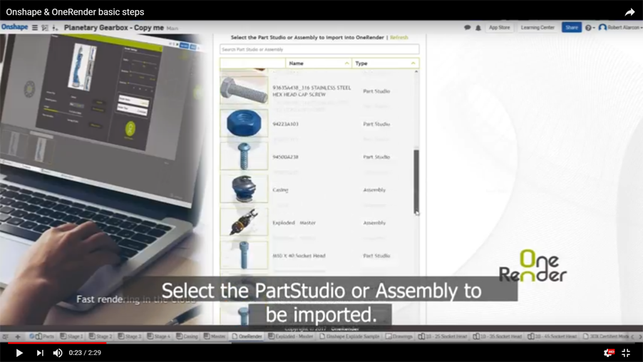 onerender's tweet photo. This video shows the steps to use #OneRender within @Onshape; from signing the application in the #app store, to some adjustments such as #lighting, #materials and #cameras to get the first #photorealistic results: https://t.co/nOKMZ4WJfJ https://t.co/kOM3Hq5Uox