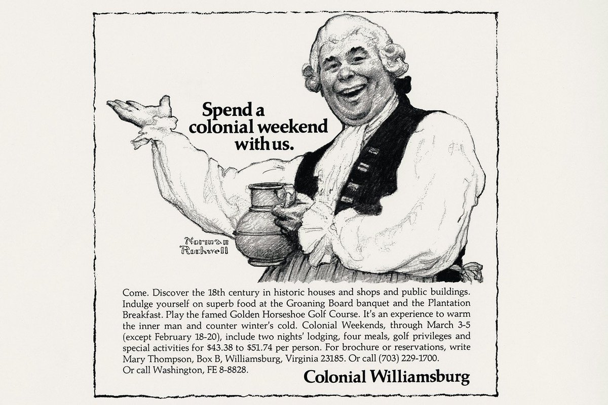 colonialwmsburg's tweet image. Did you know #NormanRockwell helped with a #ColonialWilliamsburg ad campaign that promoted the opening of three restored buildings in the Historic Area? Trend &amp;amp; Tradition tells you how it came together: bit.ly/2rRQAha