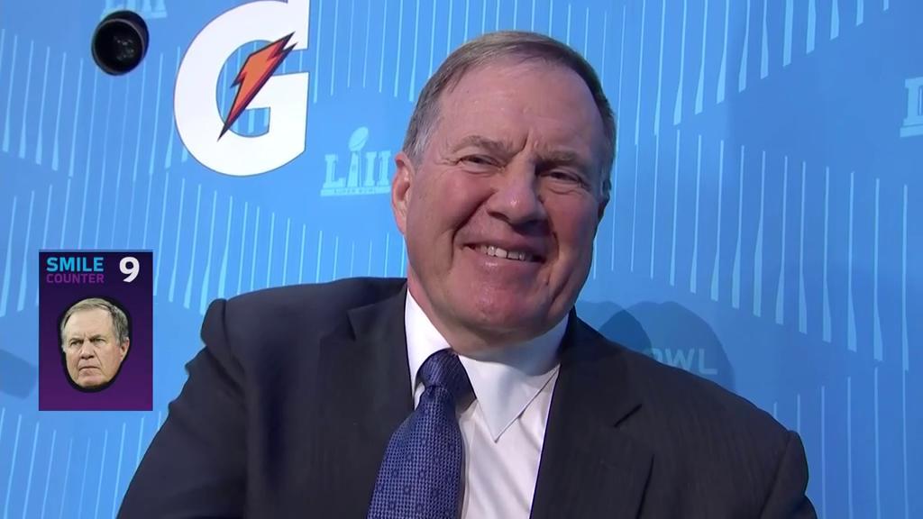 NFL's tweet image. Official Belichick Smile Counter: 9! 😁

📺: @nflnetwork #SBOpeningNight